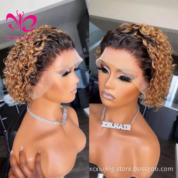 Virgin Human Hair Short Wigs,Cambodian Cuticle Aligned Wholesale Price Wigs 13*4*1 T part  Lace Front Pixie Cut Wig